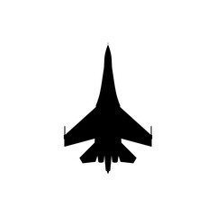Fototapeta premium Sukhoi Su-27 Flanker Twin-Engine Air Superiority Fighter Plan View Silhouette Black Isolated White