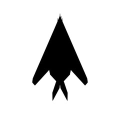 Fototapeta premium Lockheed F-117 Nighthawk Faceted Stealth Attack Aircraft Plan View Silhouette Black Isolated White