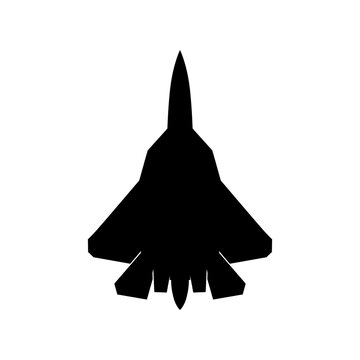 Sukhoi Su-57 Felon Fifth-Generation Russian Stealth Fighter Plan View Silhouette Black Isolated White