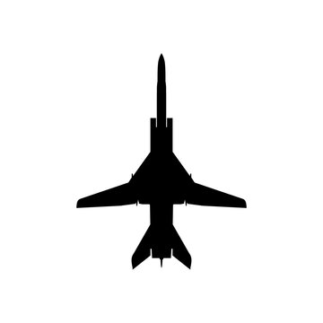 Tupolev Tu-22M Backfire Variable-Sweep Supersonic Bomber Plan View Silhouette Black Isolated White