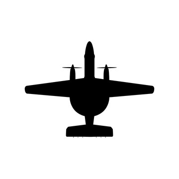 Northrop Grumman E-2 Hawkeye Carrier Airborne Early Warning Aircraft Plan View Silhouette Black Isolated White