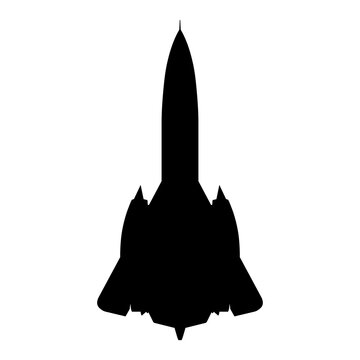 Lockheed SR-71 Blackbird Mach 3 Strategic Reconnaissance Aircraft Plan View Silhouette Black Isolated White