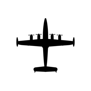Lockheed Super Constellation Triple-Tail Piston Airliner Plan View Silhouette Black Isolated White