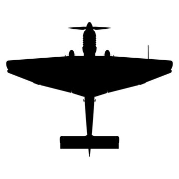 Junkers Ju 87 Stuka Gull-Wing Dive Bomber Plan View Silhouette Black Isolated White Background