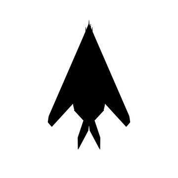 Lockheed F-117 Nighthawk Faceted Stealth Attack Aircraft Plan View Silhouette Black Isolated White