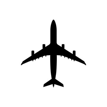 Airbus A340 Four-Engine Long-Range Widebody Plan View Silhouette Black Isolated White