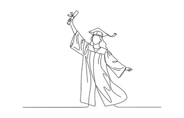 Obraz premium One continuous line art drawing flat drawing Graduated woman.