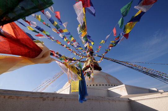 Boudhanath Stupa in Kathmandu, Nepal, UNESCO World Heritage Site.