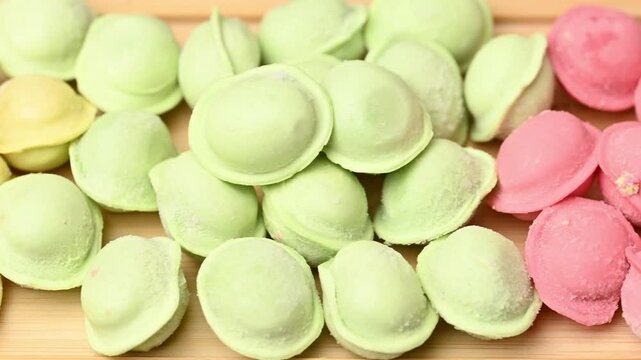 colorful frozen mini dumplings