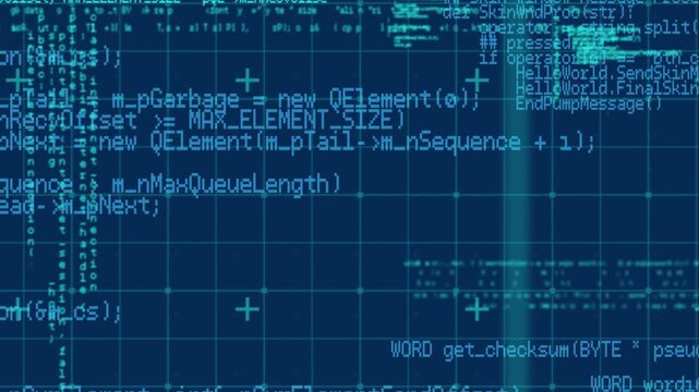Animation of data processing on navy background