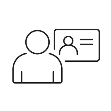 A vector icon representing role assignment in user access control systems, created in line style with editable stroke