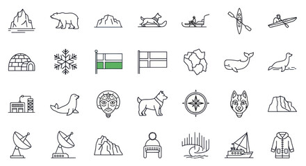 Arctic Icons Set: Animals, Nature, Culture, and Symbols of the North © Rizal