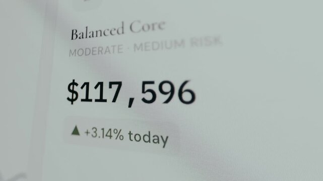Balanced Core financial portfolio summary for an investment account with Moderate Medium Risk level
