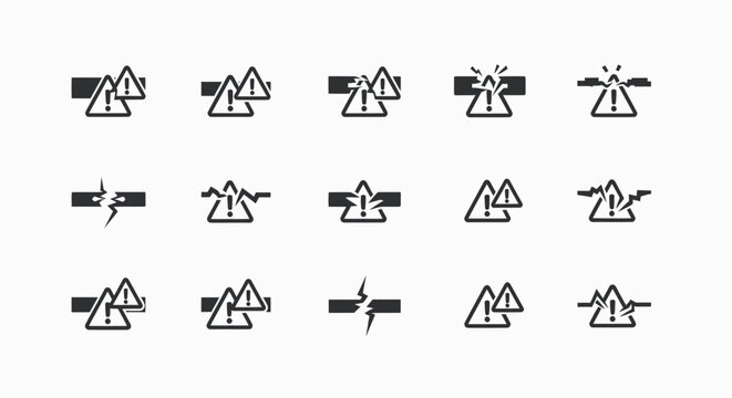 warning signs with lightning bolts and flags