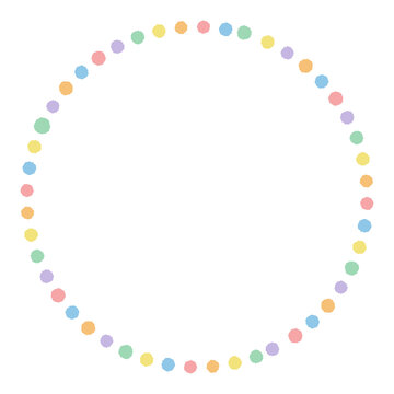 パステルカラードット円形フレーム かわいい水玉サークル枠素材 / Pastel colorful dotted circle frame (cute polka dot border)