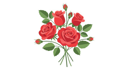 Naklejka premium A beautiful bouquet of roses with green leaves and vibrant petals