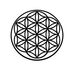 Fototapeta premium Flower of Life Sacred Geometry Symbol: Ancient Universal Pattern of Creation, Harmony, and Spiritual Unity. Ideal for Meditation, Holistic Wellness, Esoteric Art, and Cosmic Connection, embodying Divi