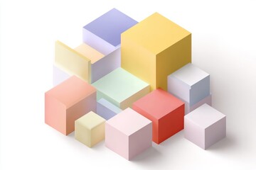 Obraz premium Colorful geometric cubes arrangement on white background
