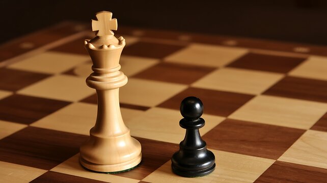 Strategic Chess Endgame with Queen and Pawn on Board Photo