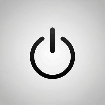A simple black power button icon representing the concept of starting or stopping a device, set against a subtle grey background