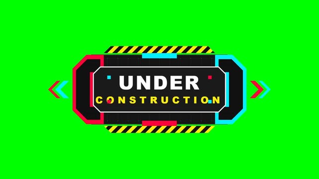 Tech Under Construction Text Animation on Green Screen Background