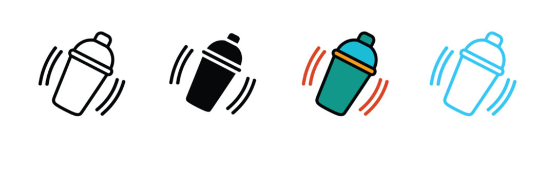 Shaking Cocktail Shaker Icon for Bar Mixology, Professional Bartender Tools, and Party Drink Preparation. Symbol Vector Illustration.