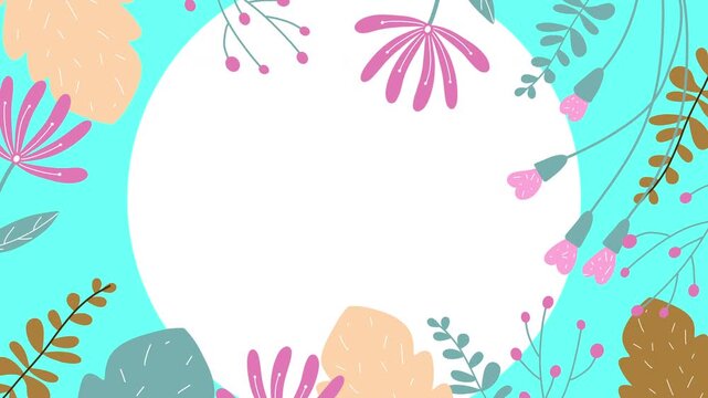 pastel floral frame with organic shapes and botanical elements on a soft background. Ideal for Mothers Day, wedding, scrapbooking. Full HD video