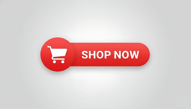 Shop now button with shopping cart icon, red call to action