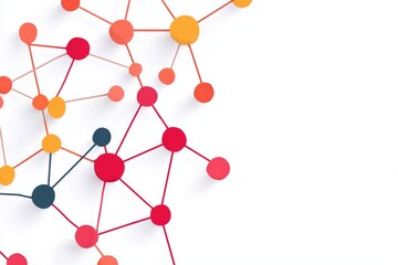 Fototapeta premium Colorful abstract geometric network of connected dots on white background