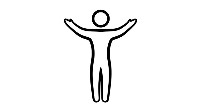 Person spread arms black white icon