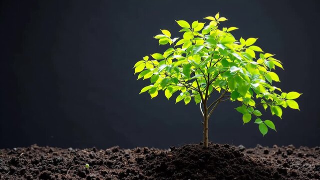 Young tree growing in soil