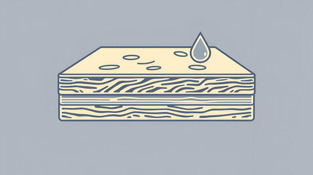 Waterproof Material Chipboard Vector Line Icon. Waterproof Material Particleboards, Chip Plate Industrial Use Linear Pictogram. Clothes, Moisture Absorbing Substance Contour Illustration