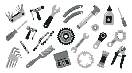 Fototapeta premium Bicycle Repair Tools and Maintenance Equipment Collection