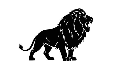 Fototapeta premium Black Lion Silhouette Roaring Loud.