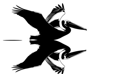 Fototapeta premium Black Pelican Bird in Flight.