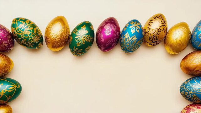 Colorful Easter Eggs Decorated with Intricate Floral Patterns, Isolated on White Background for Spring Celebration and Holiday Design