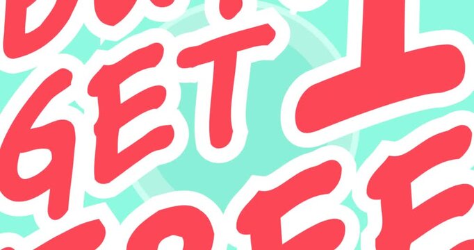 Animation of buy one get one free text over circles