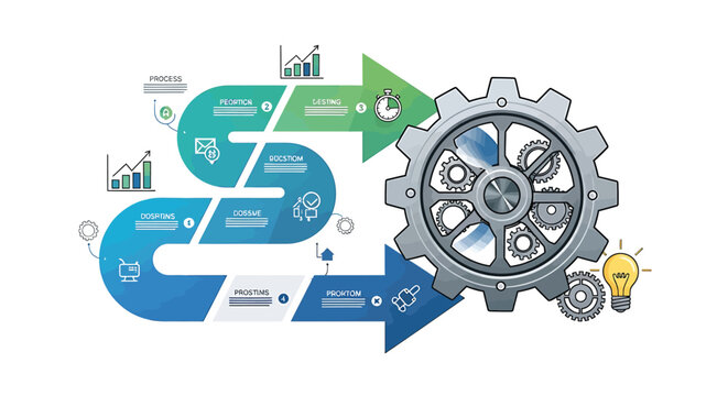 Set of business process infographic elements vector