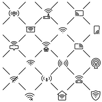 Internet router icon set. Wifi symbols in trendy flat style isolated.
