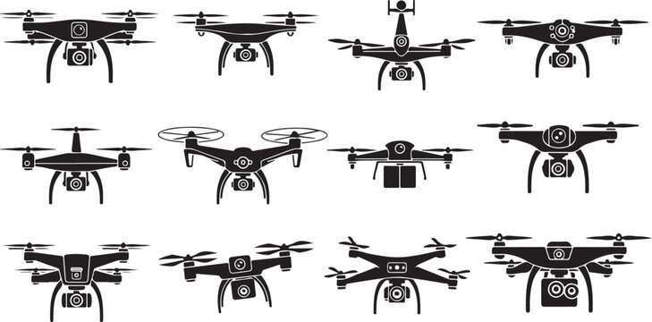 Black and white of various small airplanes and helicopters biplane propeller aircraft