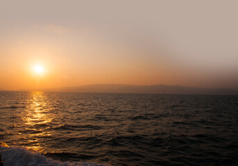 Obraz premium Sunset Water Texture, Ocean wave close-up sunset, Water abstract background.