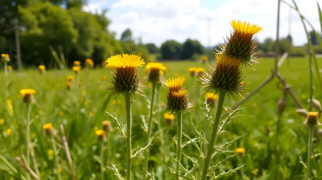 Natural Progression of Sowthistle (Sonchus asper) in a Sunny Field