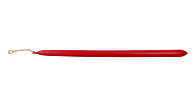 Top view of a traditional red taper candle, isolated on a clean white background. In Greece, this is known as a &ldquo;Lambada,&rdquo; a symbolic Greek Orthodox Easter candle used during Good Friday and Epitaphio