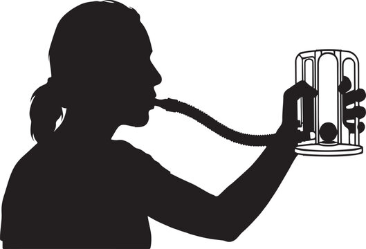 Spirometry test silhouette patient using spirometer for lung function exam