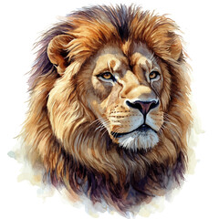 Fototapeta premium Lion, watercolor illustration vector, isolated on a white background.
