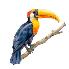 Hornbill, watercolor clipart vector, isolated on a white background. © azendia