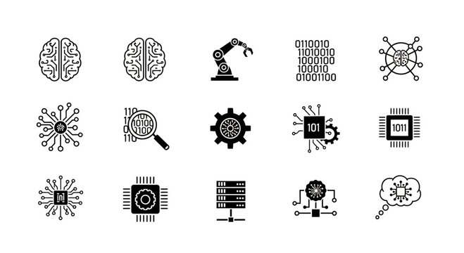 Set of Artificial Intelligence and Technology Icons