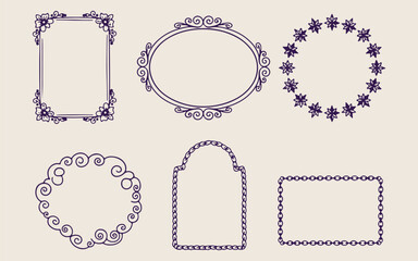 Obraz premium Decorative frames border, Elegant mirror ornament, Vintage style frame, Classic mirror sketch, Vector line art, Interior decoration elements, Mirror border design