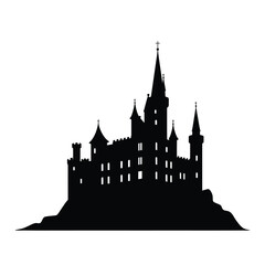 Obraz premium Silhouette of a gothic castle on a hilltop a dark and imposing structure