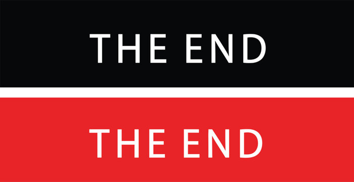 The End Typography Title Card Set with Bold Minimal Text Banners for Video Closing Screens, Film Credits, Presentation Slides, and Graphic Design